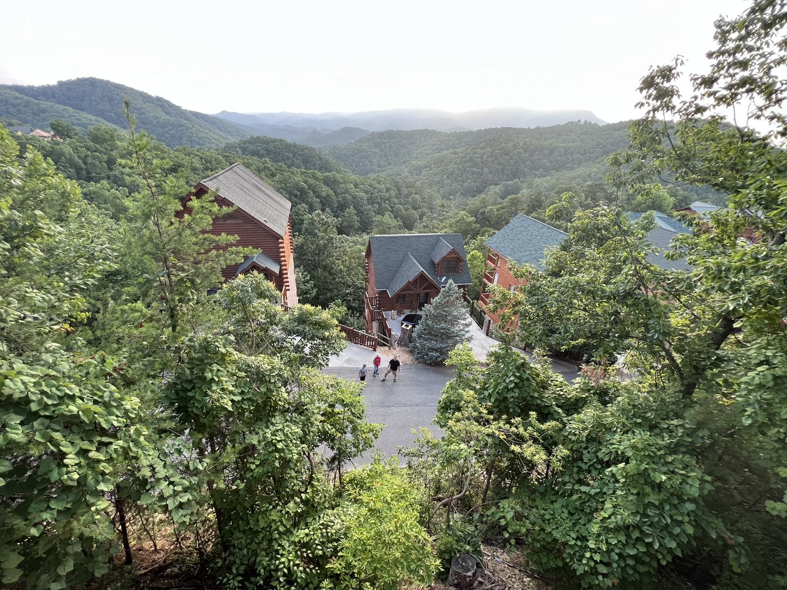 Smoky Mountain cabin and layered mountain view